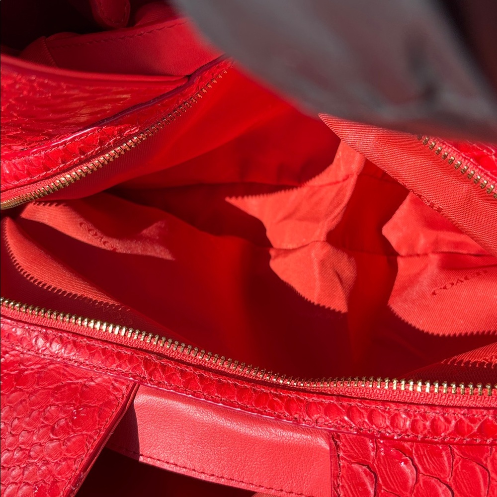 Coach Edie Python Handbag EUC, Color Watermelon - image 12